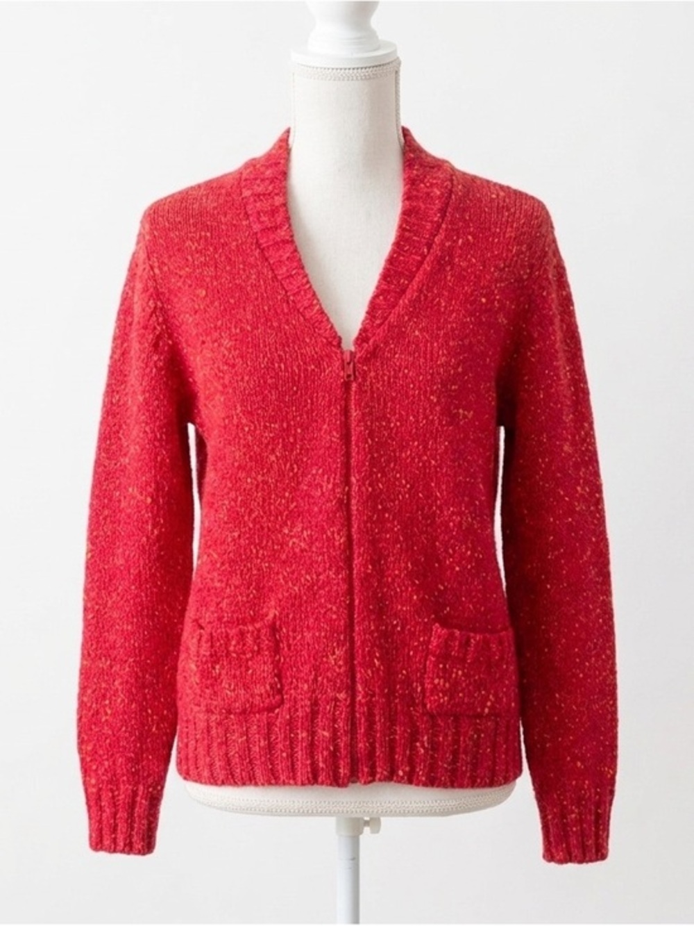 Stanley Blacker Irish Wool  Nep Knit Zip Up Cardigan Vintage 70s/80s Size Large